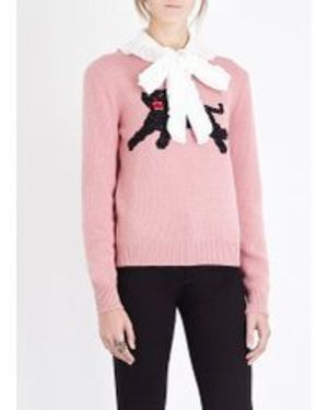 GUCCI Panther Appliquéd Wool Jumper
