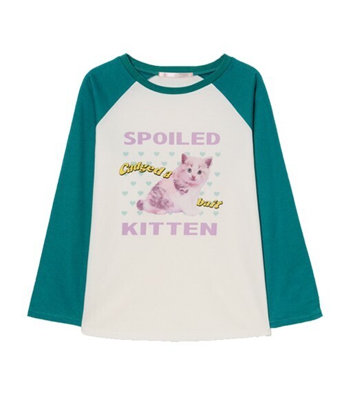Candy Stripper Candy Stripper SPOILED KITTEN RAGLAN Tシャツ