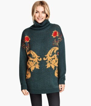 H&M ジャガードポロネックニット