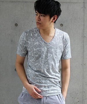 HIGH STREET ３２Ｇボタニカルジャガード半袖カットソー