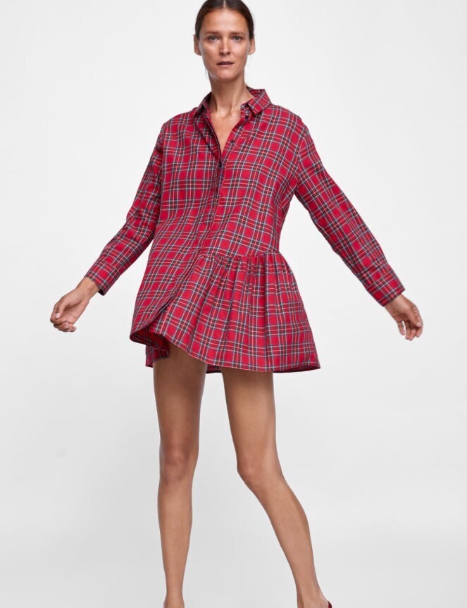 ZARA チェック柄アシンメトリーチュニック