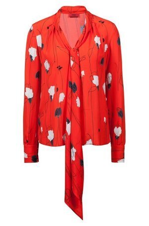 HUGO BOSS Lightweight top with floral print and neck tie