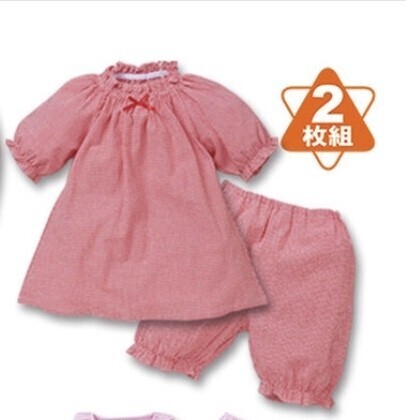 西松屋 2枚組先染めチェック柄前開き長袖+半袖パジャマ