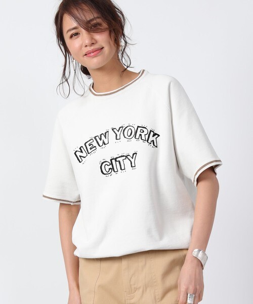 FREAK'S STORE REMI RELIEF 別注 加工裏毛半袖ラグランスウェットラインクルー