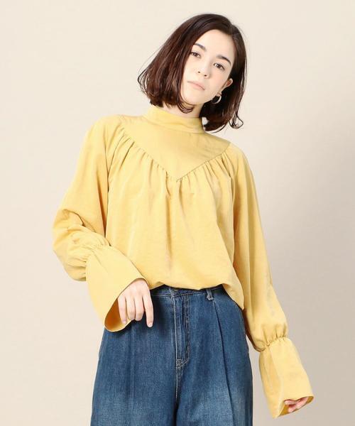 BEAUTY&YOUTH UNITED ARROWS BY マットデシンギャザースタンドカラーブラウス o