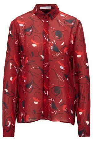 HUGO BOSS Relaxed-fit blouse in printed Italian fabric