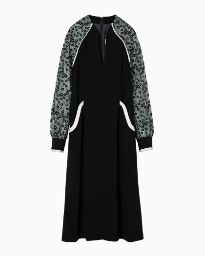 mame Pedicel Lace Sleeves A-Line Dress
