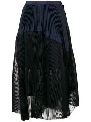 sacai asymmetric pleated skirt