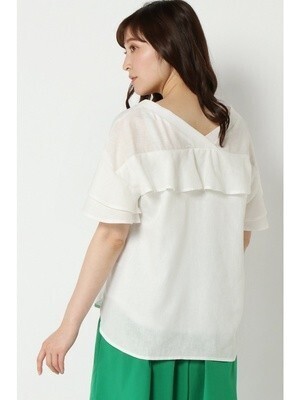 Sens de vie レーヨン麻ラッフルブラウス