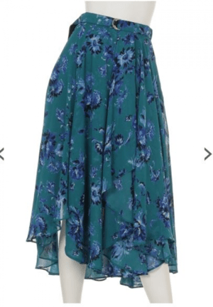 LADYMADE シフォンフラワーアシメフレアスカート