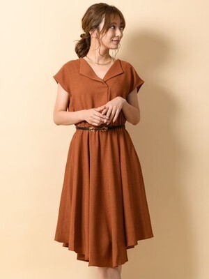TONAL ストレッチフェイクリネンワンピース