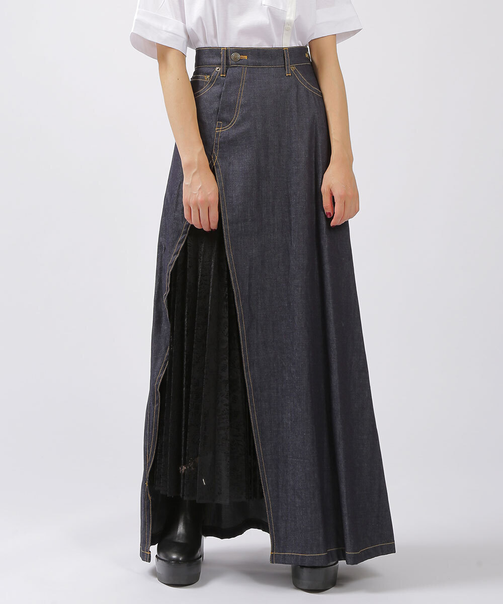 EZUMi Pleats lace denim skirt