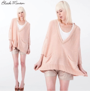 Black Mouton Vネックルーズニット (13201) OR