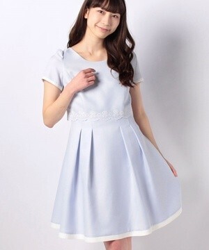 LAISSE PASSE ウエスト刺繍バイカラーワンピース