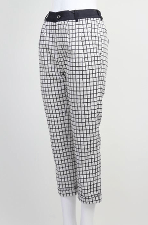 trois 【T43-3711】 チェック柄タックパンツ