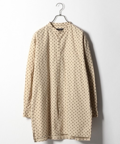 RAGEBLUE コモン柄バンドカラーロングシャツ