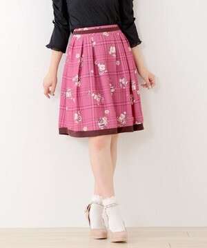LODISPOTTO チェックフローラルレトロタックフレアースカート
