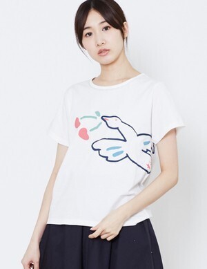POU DOU DOU バードプリントTシャツ