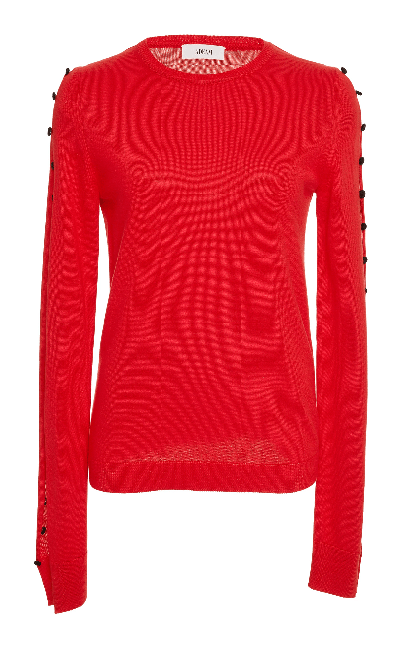 ADEAM Velvet Button Sweater