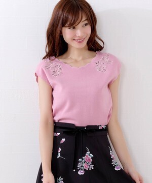 MISCH MASCH スカラップカットワーク刺繍ニット