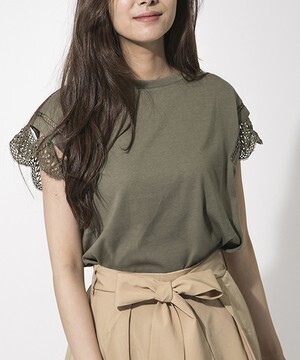 J.FERRY Tシャツ レース デザイン/レースフレンチスリーブTシャツ