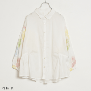 CUBE SUGAR 60/-ローン袖刺繍ブラウス(17110684)