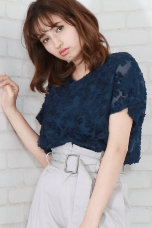 &g’aime シフォンジャガードブラウス(988-62255)