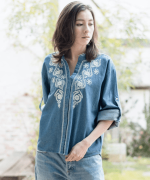 goa 5.5ozデニム刺繍ブラウス