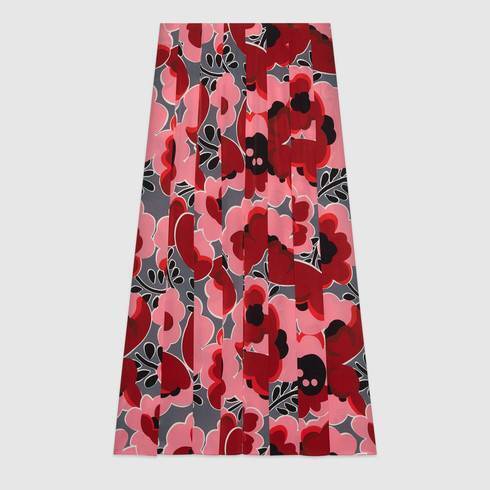 GUCCI Poppies silk skirt