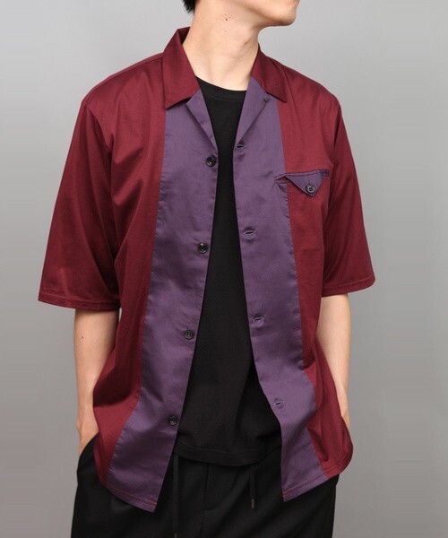 ato 60/2T-CLOTH SATIN COMB OPEN COLLAR SHIRT