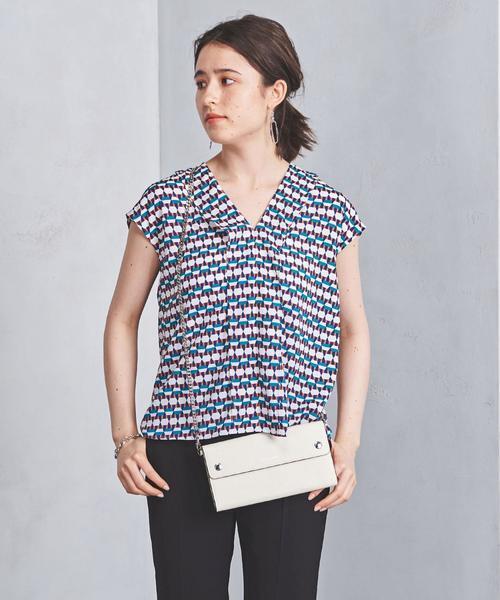 UNITED ARROWS UBCS ジオメトリックプリント フレンチスリーブブラウス