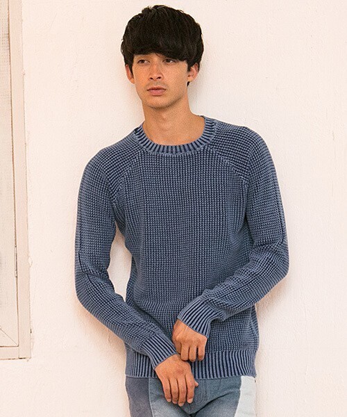 gossip！ロサンゼルス ACID加工片畦コットンクルーネックニット　RYU