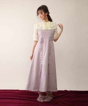Honey Salon by foppish レースアップサロペマキシ