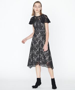 GRACE CONTINENTAL パッチワークレースドレス