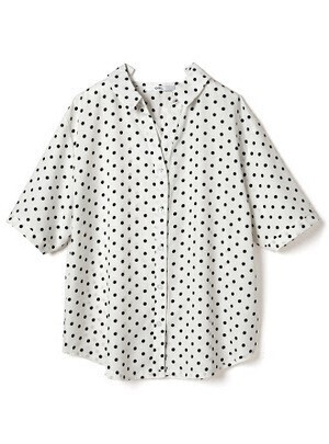 GRL バックレースアップドットシャツ