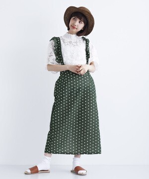 merlot ドット柄ハイウエストスカート