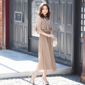 RUIRUE BOUTIQUE RUIRUE BOUTIQUE/【U621】/レーススリーブロングワンピース