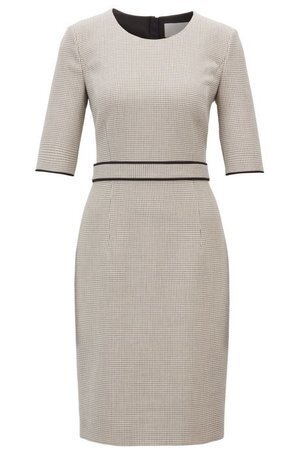 HUGO BOSS Checked dress in stretch fabric with cropped sleeves
