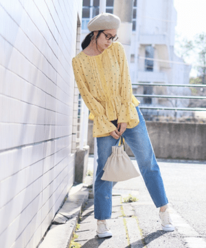 reca ドット柄シフォン袖フレアブラウス(f170606)