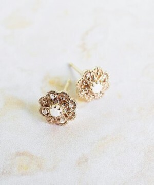 miroir ダイヤモンド、オパールピアス