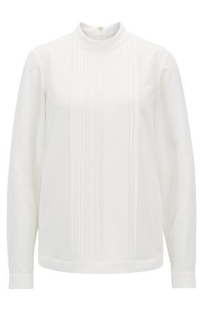 HUGO BOSS Lightweight top in stretch crepe with pleated front panel