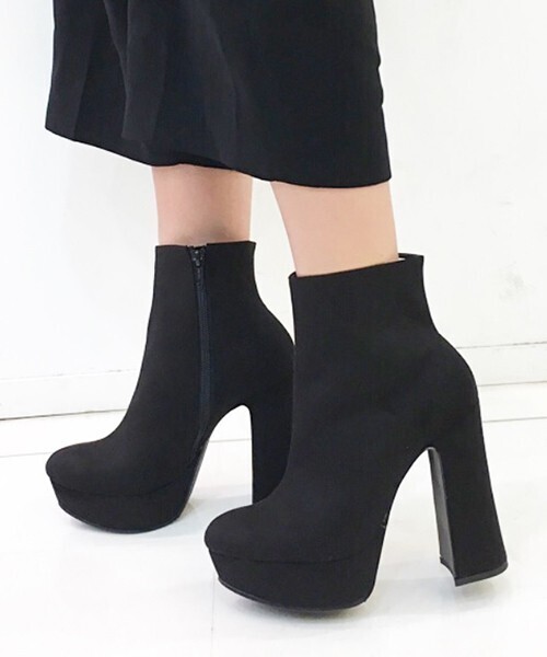 ESPERANZA 13cmチャンキーヒール厚底ショートブーツ