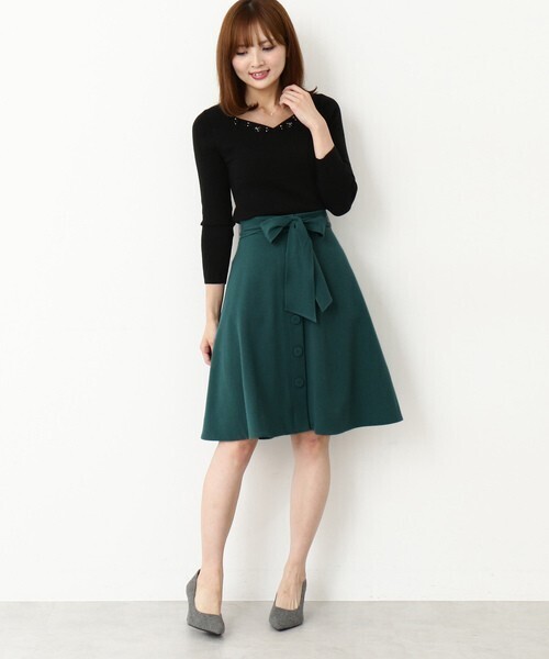 PROPORTION BODY DRESSING Ｔ／Ｒストレッチカルゼ前釦フレアースカート