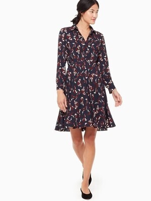 kate spade new york SO FOXY FOXES SMOCKED DRESS