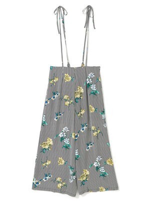 GRL ストライプ花柄サス付きワイドパンツ