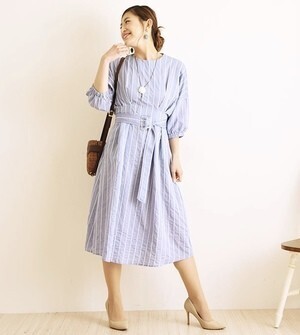Sawa a la mode 季節のストライプブルーコーデワンピース