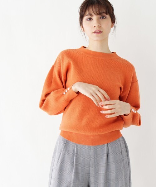 grove 袖口パール片畦ニット