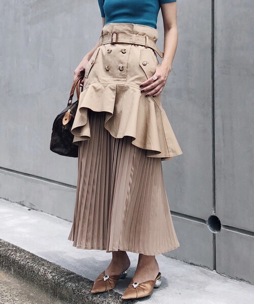 AMERI TRENCH PLEATS SKIRT