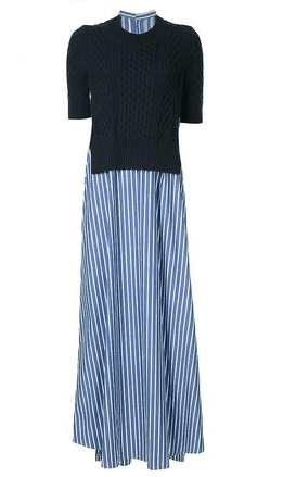 sacai 2018-19AW　long ストライプ ワンピース