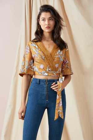 Finders Keepers ROTATION WRAP TOP marigold floral